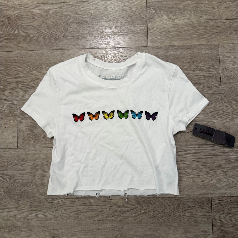 Prince Peter Collection Rainbow Butterfly Crop Tee